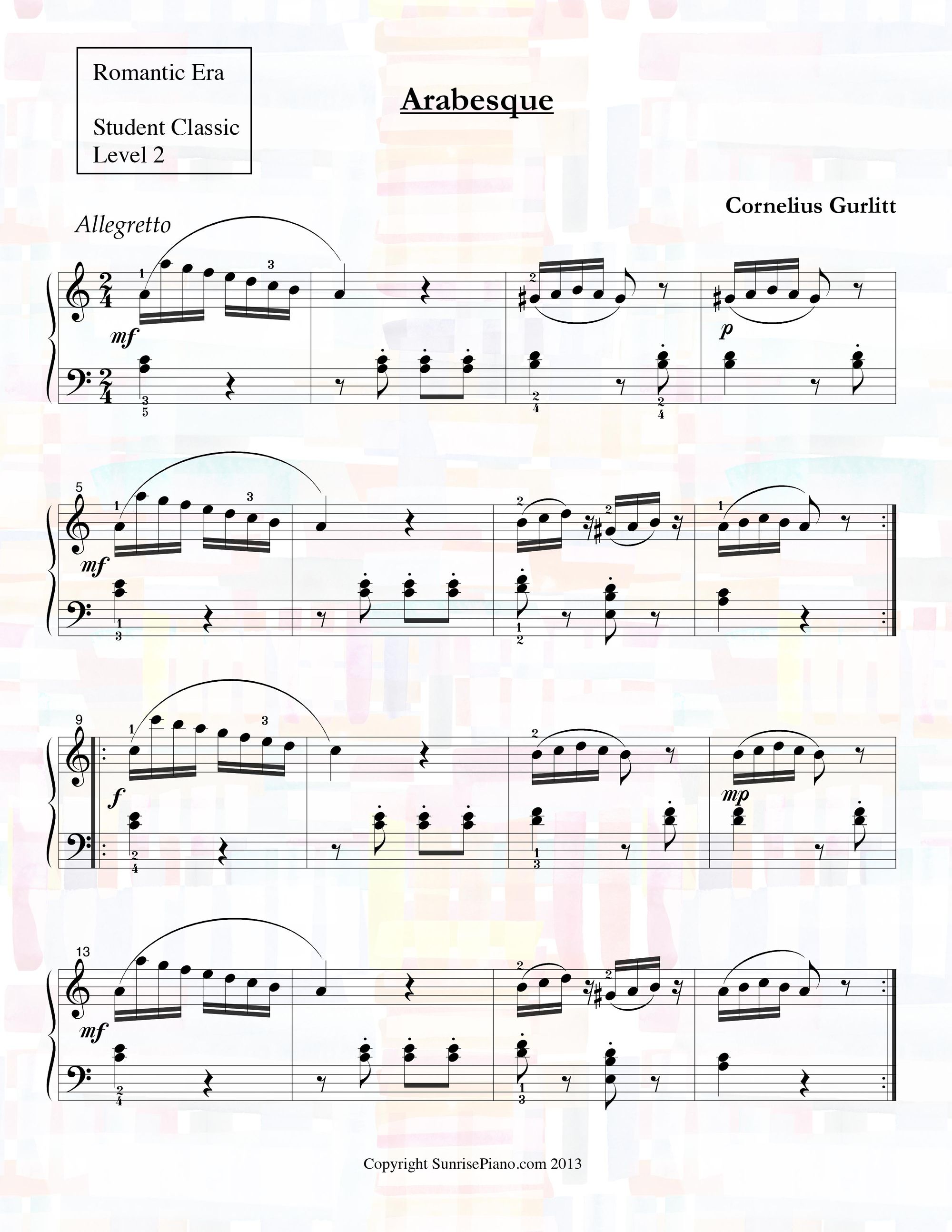 Cornelius Gurlitt - Arabesque - Piano Sheet Music