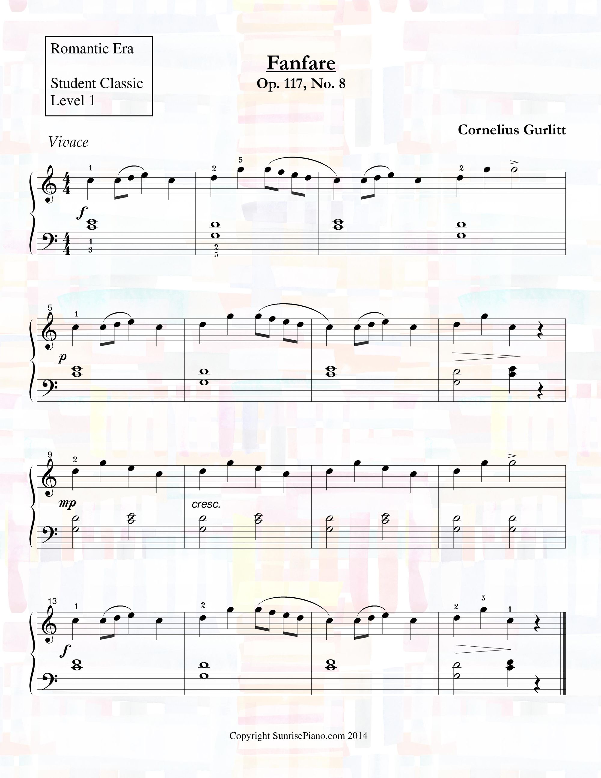 Cornelius Gurlitt - Fanfare Op. 117 No. 8 - Piano Sheet Music