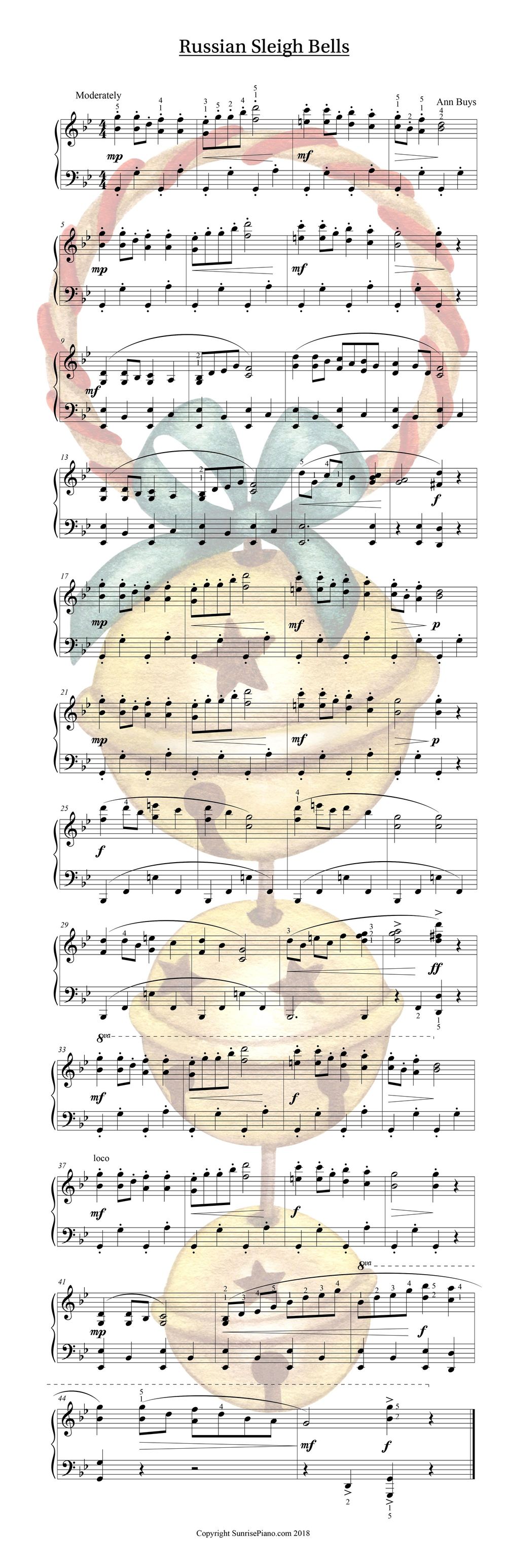 Russian Sleigh Bells Late Intermediate Piano Sheet Music