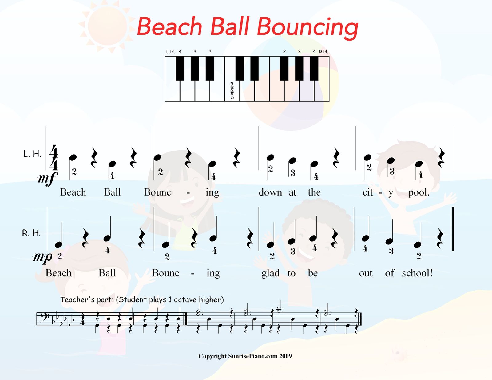 Beach Ball Bouncing Primer Piano Sheet Music